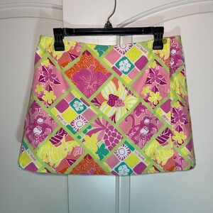 Lilly Pulitzer Diamond Head Wrap Skirt Monkey Patchwork Preppy Bright Vintage 8P